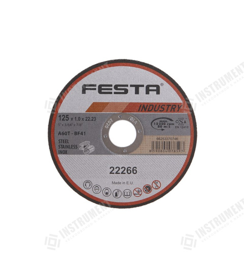 Kotouč řezný FESTA INDUSTRY na kov 125x1x22.2mm