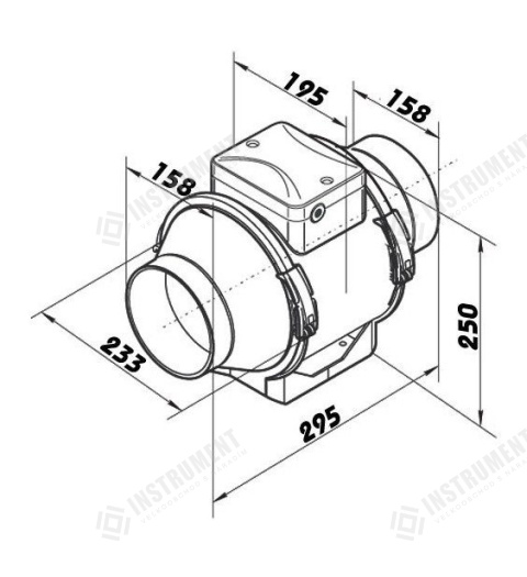 ventilátor TT 160 plastový diagonální potrubní