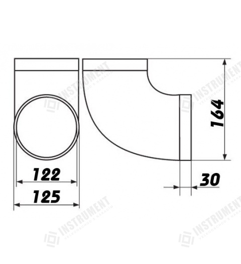 koleno plastové kruhové, 90° Ø125mm