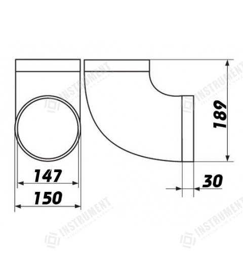 koleno plastové kruhové, 90° Ø150mm