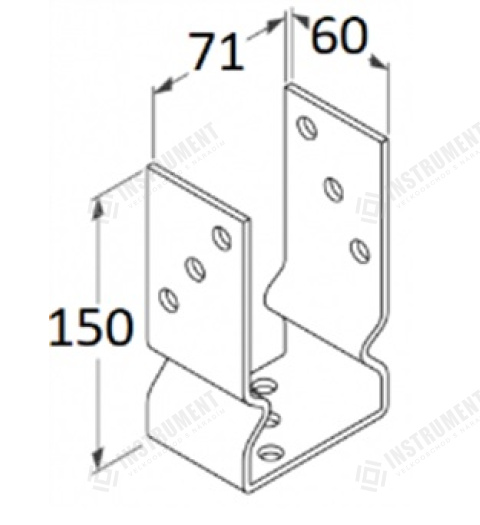 patka U s prolisem úzká 70x60x150-5mm