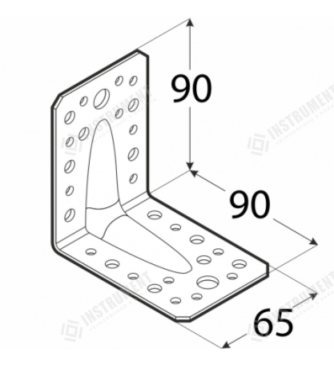 úhelník s velkým prolisem 65x90/90-2,5mm