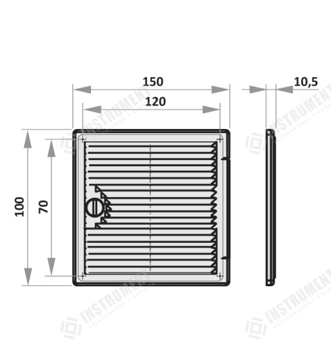 dvířka revizní plastová s větrací mřížkou 150x100mm DF1510