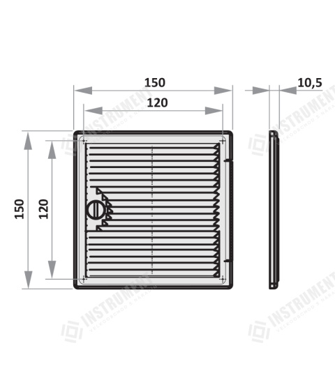 dvířka revizní plastová s větrací mřížkou 150x150mm DF1515