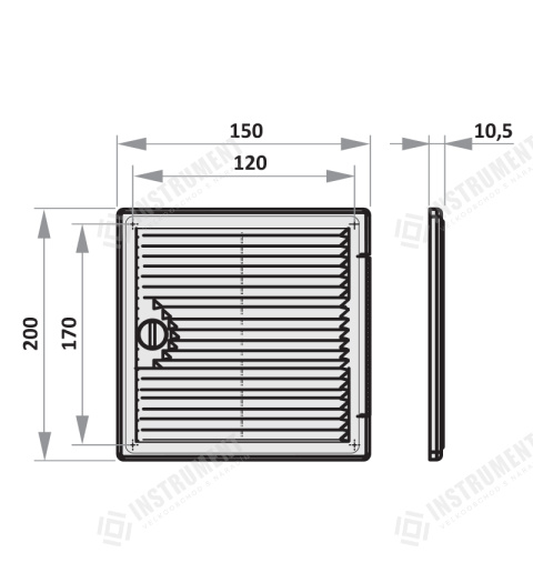 dvířka revizní plastová s větrací mřížkou 150x200mm DF1520