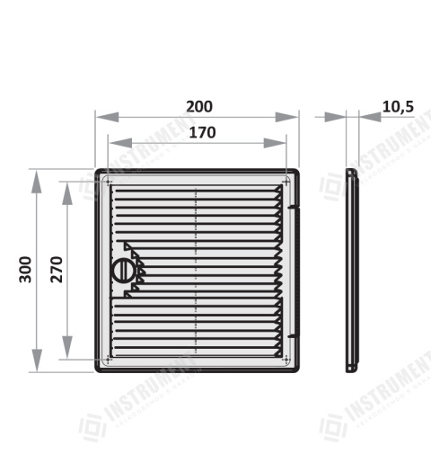 dvířka revizní plastová s větrací mřížkou 200x300mm DF2030