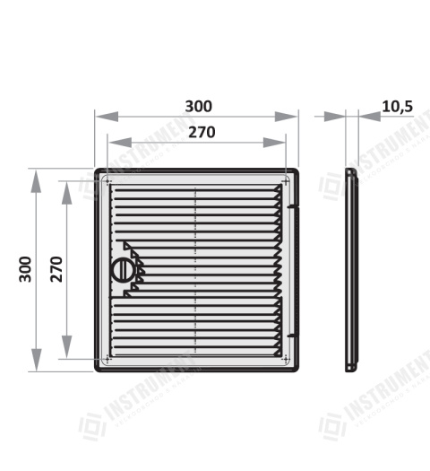 dvířka revizní plastová s větrací mřížkou 300x300mm DF3030