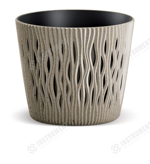 Květináč 18,9cm SANDY ROUND ECO WOOD DSR190W-4665W naturo plastový