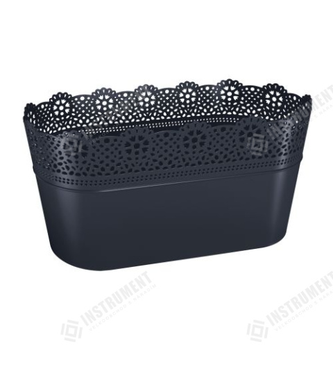 květináč 28,5x13,5cm LACE DLAC285-S433 antracit plastový PROSPERPLAST