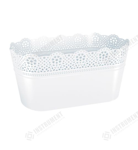 květináč 28,5x13,5cm LACE DLAC285-S449 bílý plastový PROSPERPLAST