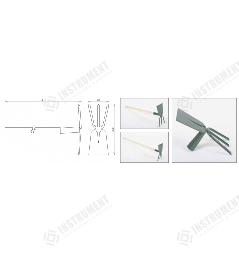 motyka plochá trojzubá 200mm s násadou 55cm