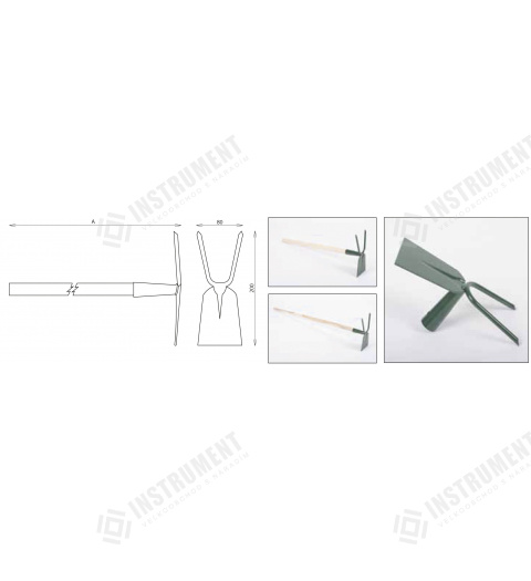 motyka plochá dvojzubá 200mm s násadou 55cm