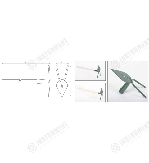 motyka špičatá dvouzubá 200mm s násadou 100cm