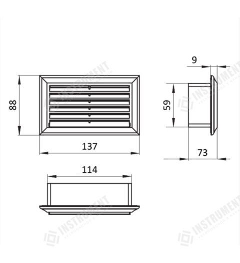 mřížka plochá plastová 136x81mm pro potrubí 55x110mm