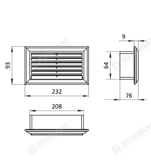 mřížka plochá plastová 230x86mm pro potrubí 60x204mm