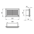 mřížka plochá plastová 230x86mm s regulací pro potrubí 60x204mm