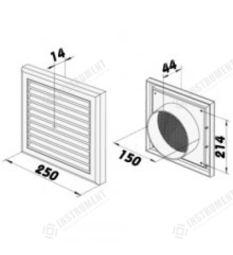 mřížka větrací MV 250/150Vs s nástavcem ventilační