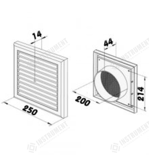 mřížka větrací MV 250/200Vs s nástavcem ventilační