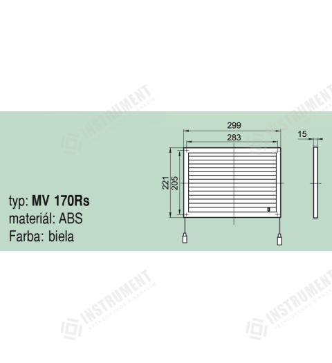 mřížka větrací MV 170Rs s regulací ventilační