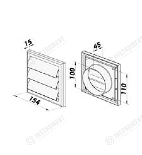 mřížka větrací gravitační MV 100VJ s nástavcem ventilační