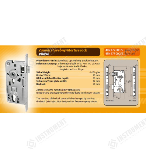 zámek zadlabávací 8/90-50 V vlož P/L 4FN17700.1 stavební