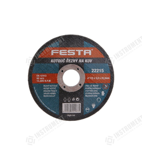 Kotouč řezný FESTA na kov 115x2.0x22.2mm