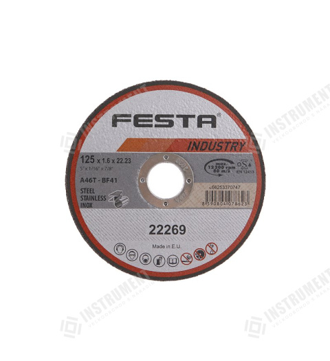 Kotouč řezný FESTA INDUSTRY na kov 125x1.6x22.2mm